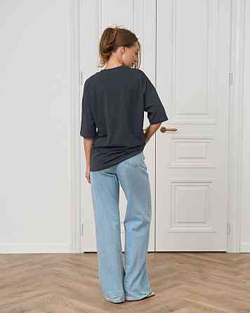 Футболка женская оверсайз круглое горло Nicoletta - Тёмно-серая Киев