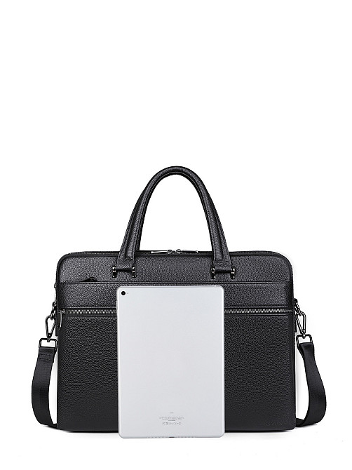 Чоловічий портфель для ноутбука Tiding Bag (38 х 28 х 9 см) з натуральної шкіри Чорний Київ - фото 5