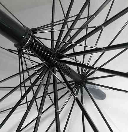 Зонт прозрачный женский трость полуавтомат с 12 спицами черный Киев