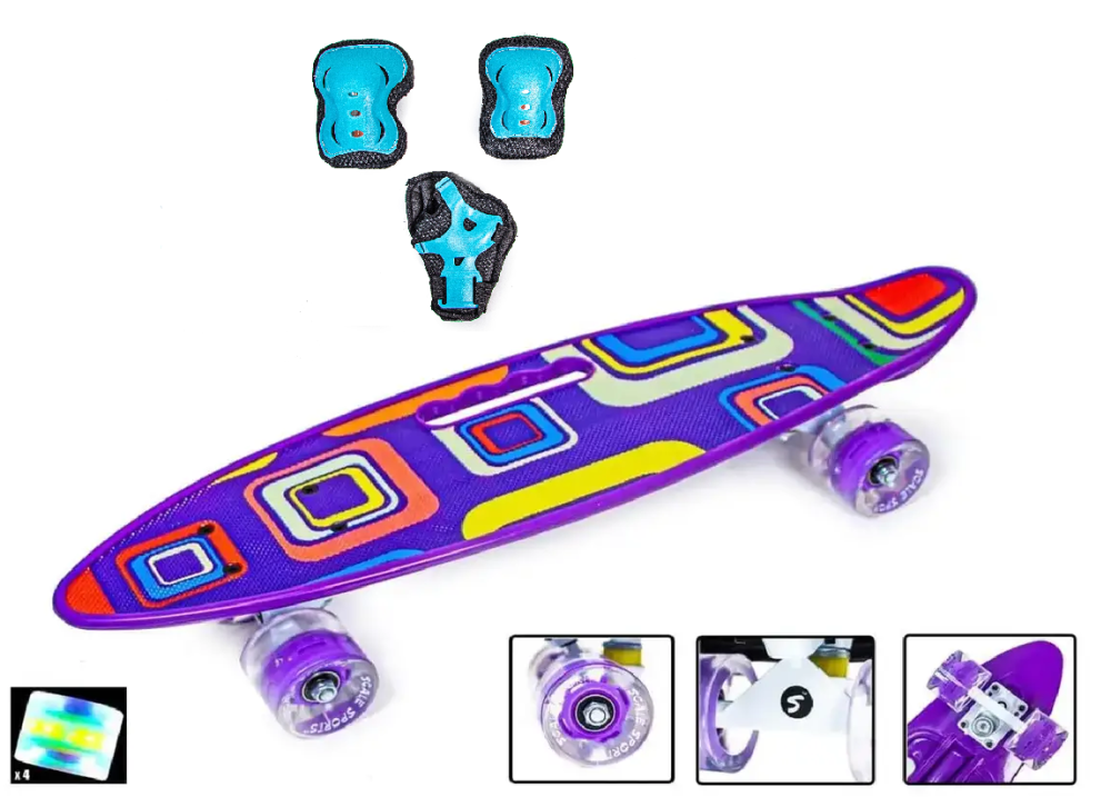 Пенни борд PENNY Picasso для девочки с защитным комплектом на колени, локти и ладони Одесса - изображение 1