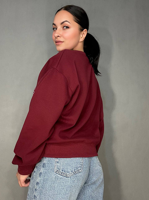 Свитшот женский A-N 25057 оверсайз с принтом медвежонка one size, бордовый, one size Киев - изображение 20