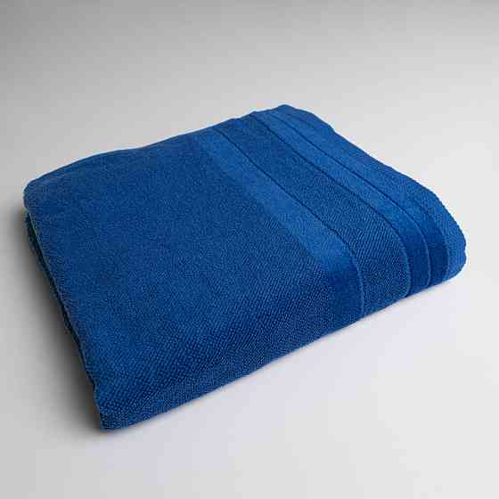 Полотенце банное махровое с велюровым бордюром GM Textile 100х150см 500г/м2 (Синий) Сумы