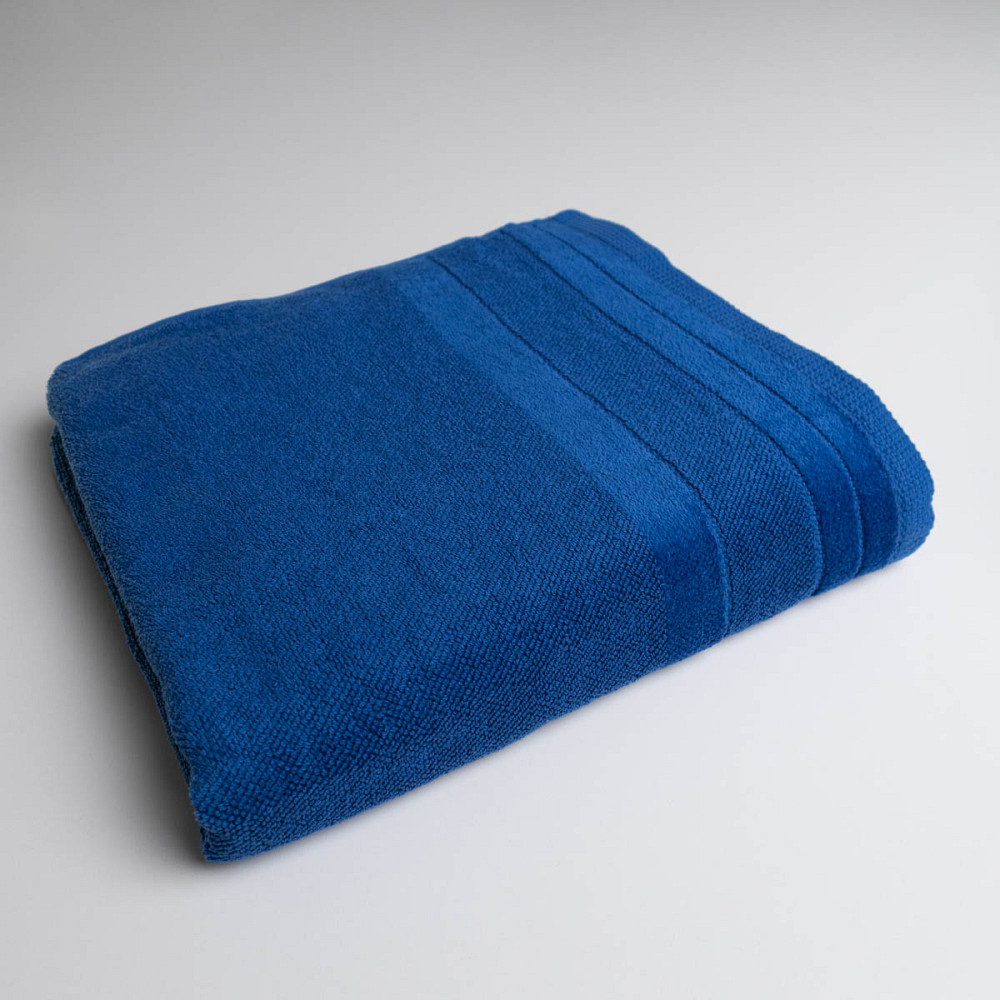 Полотенце банное махровое с велюровым бордюром GM Textile 100х150см 500г/м2 (Синий) Сумы - изображение 1
