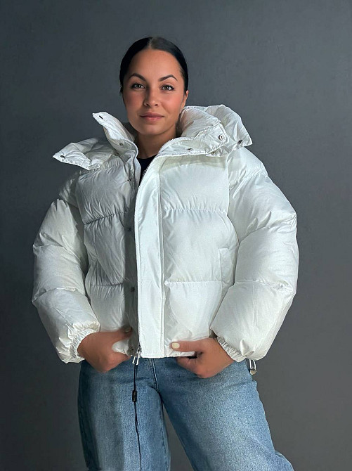 Куртка женская Lady Yep 10005 дутая пуффер с капюшоном белая, белый, 46 Киев - изображение 11