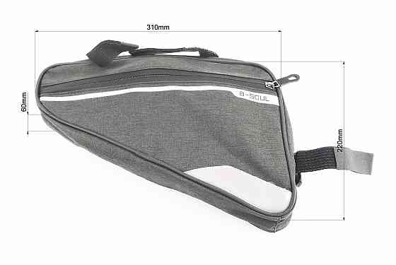 Сумка під раму трикутна 350х290х200мм, кріпл. на липучці, вологозахисна, світловідбиваючі смуги, чорна Київ