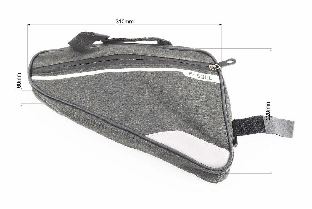 Сумка під раму трикутна 350х290х200мм, кріпл. на липучці, вологозахисна, світловідбиваючі смуги, чорна Київ - фото 4