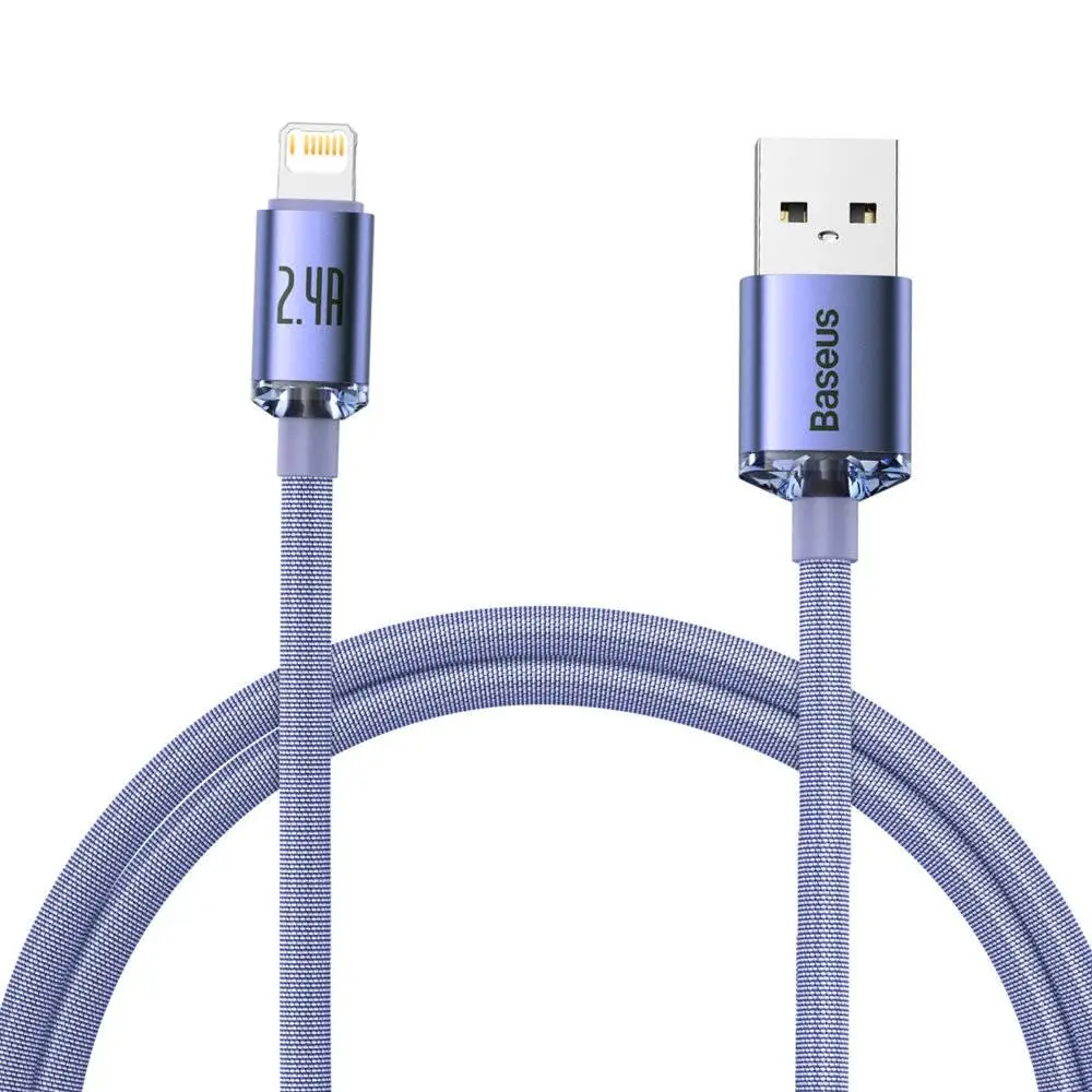Кабель Baseus Crystal Shine Series Fast Charging Data Cable USB to iP 2.4A 1.2m Purple Киев - изображение 1