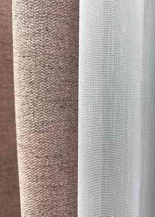 Комплект штор VR-Textil TWEED_V 100х270 2шт и Тюль 300х270 1916ш-1153т Пудровый с белым 71-147/1 Киев