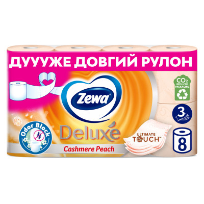 Туалетная бумага Zewa Deluxe Персик 3 слоя 8 рулонов (9011111035721/7322541171791) Винница - изображение 2