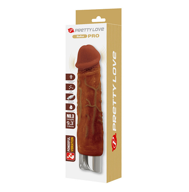 Реалістичний вібратор Pretty Love — Rufus Pro Realistic Vibrating Dildo Brown, BW-500082DC Sex Aura Київ - фото 9