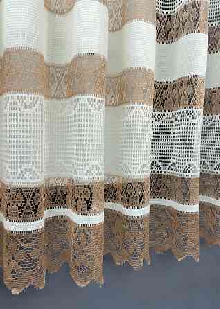 Тюль сетка VR-Textil Juli № 1720т Арка на кухню цвет молочный с карамельным 300х150 см (53-0025) Киев