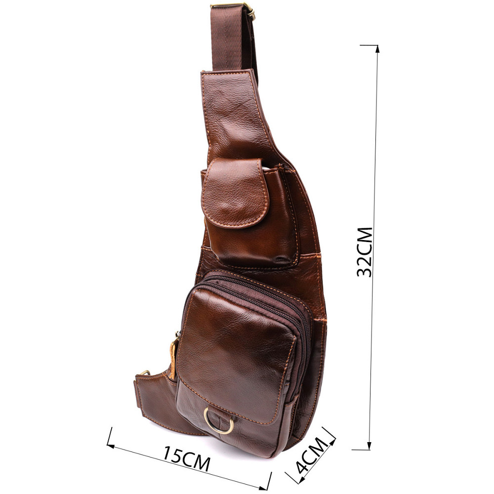 Чоловіча сумка через плече з натуральної шкіри Коричневий (Vintage) Київ - фото 7