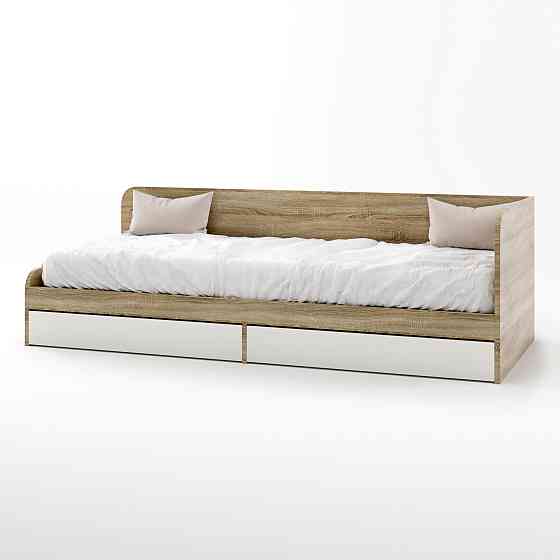 Односпальне ліжко з ящиками Еверест Соната-800 80х190 см дуб сонома/білий (DTM-2109) Львів