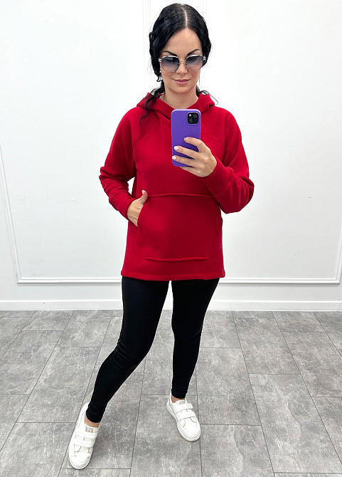 Худі вільного крою з капюшоном "Sky" оптом | Батал Червоний, 50-52 Київ - фото 2