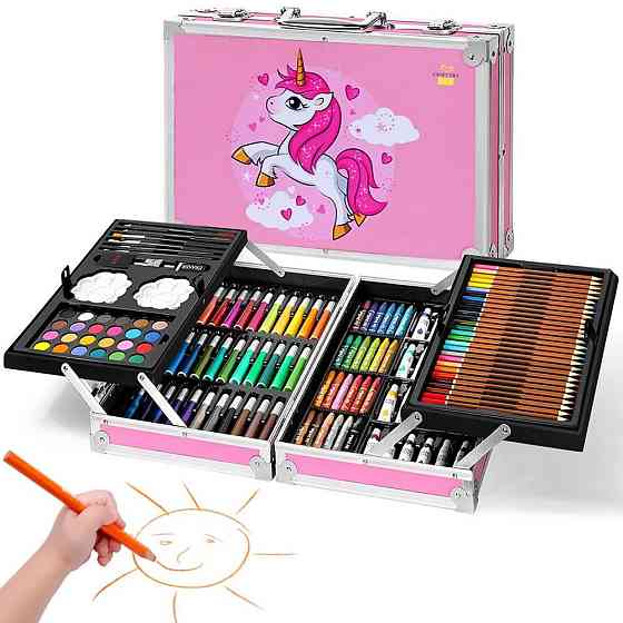 Набор для рисования 145 предметов, в чемодане / Большой набор для творчества для девочки Киев