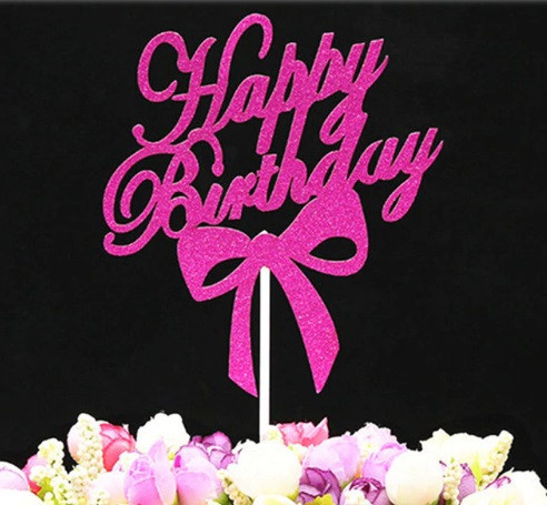 Табличка для торта Happy Birthday 11 на 13 см малиновий Київ - фото 2