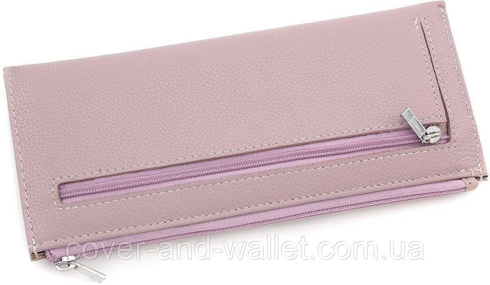 Светло-розовый тонкий женский кошелек из натуральной кожи на змейке ST 025 (dark pink) Киев - изображение 3