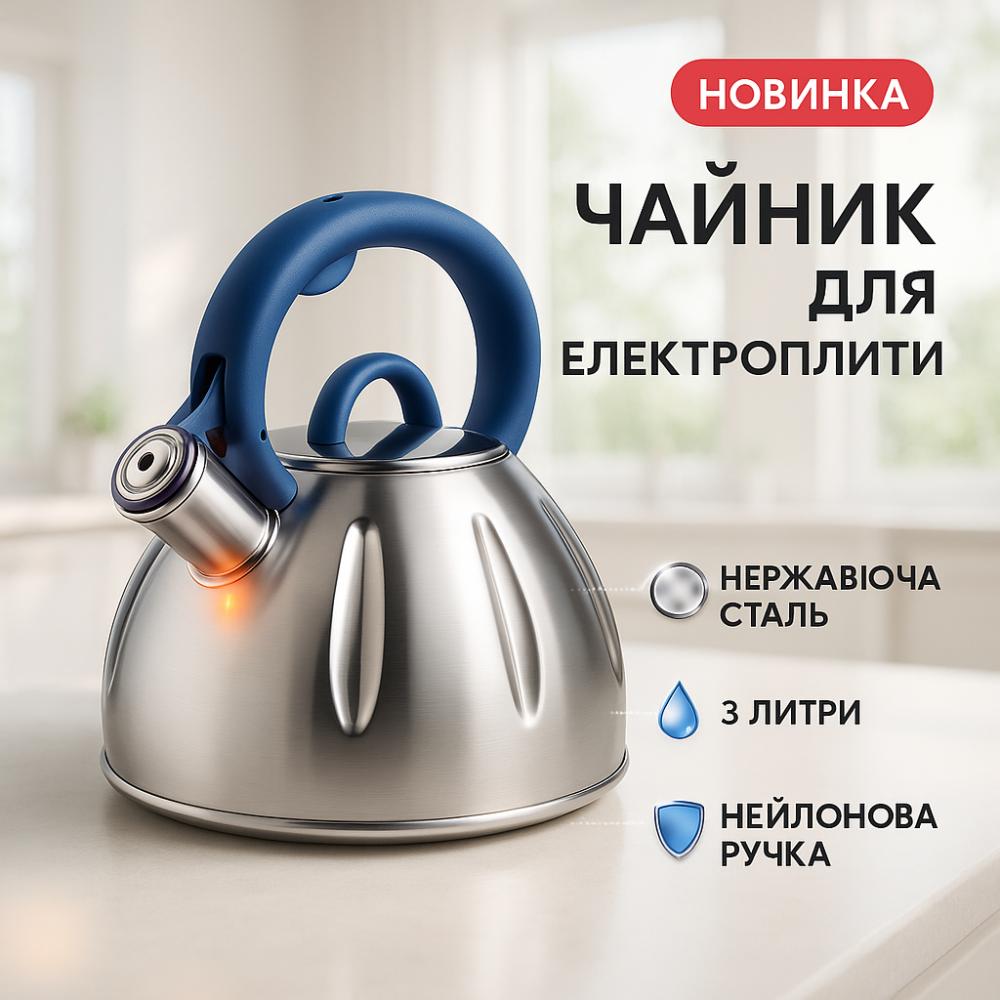 Чайник нержавіюча сталь зі свистком побутовий Unique, Звичайний чайник на газову плиту SW-88 Львів - фото 12