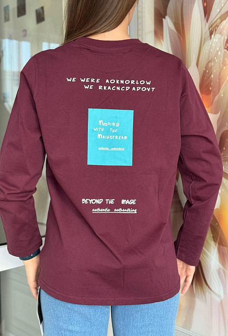Женский стильный удобный лонгслив кулир-турецкий хлопок Бордо Одесса - изображение 2