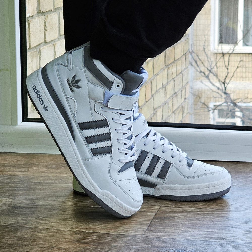 Високі Білі Кросівки Adidas Forum Шкіряні Чоловічі Черевики Адідас Форум (розміри: 41,42,43,45,46) Дніпро - фото 5