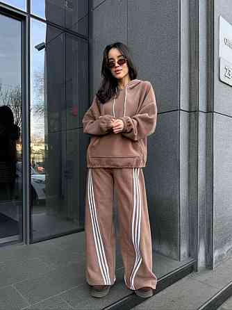 Женский теплый костюм двойка с лампасами из турецкого флиса Мокко, 42/44 Одесса