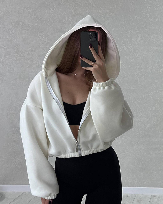 Жіноча стильна та тепла зіп-худі оверсайз трьохнитка на флісі Одеса - фото 1