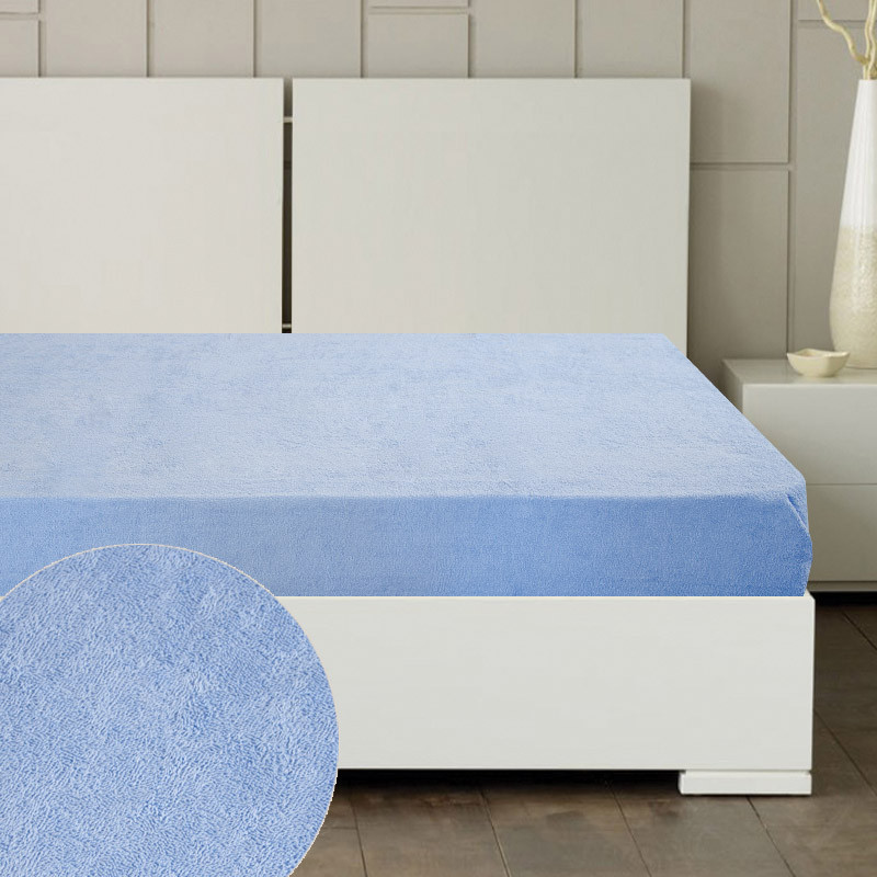 Простынь махровая полуторная 200×140 голубая Киев - изображение 1