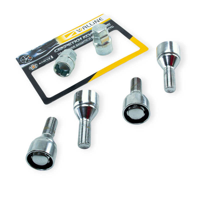 Болт хром 12х24 (ш 1,5) конус, секретки (вращ кольцо 2ключа)(4шт) колесный Мукачево - изображение 1