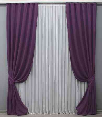 Комплект готовых штор VR-Textil Микровелюр Petek № 1509ш Фиолетовый 150х290 см 2 шт (33-0373) Киев