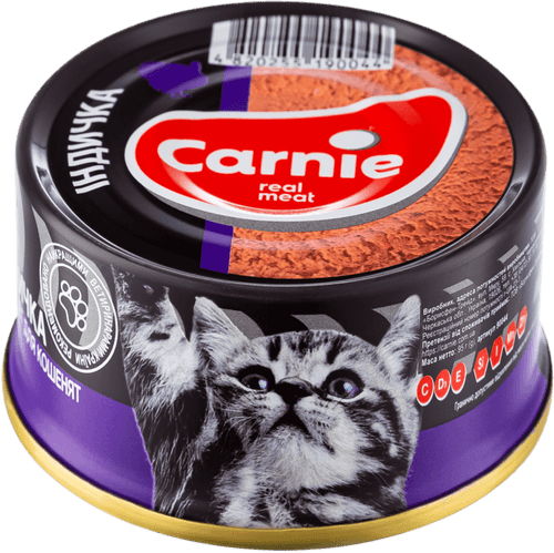 Мясной паштет для котят Карни Carnie консервы для котят с индейкой 100 г Винница