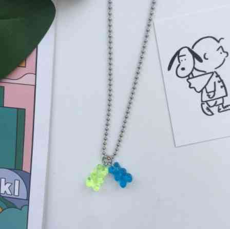 Подвеска с мармеладными мишками, цвет голубой + салатовый - длина 58см, смола, цинковый сплав Киев