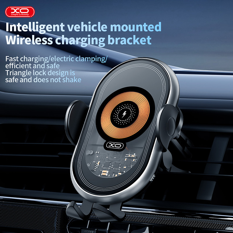 Тримач телефону автомобільний XO з бездротовою зарядкою WX038 15W Transparent Car Wireless Charging чорний Львів - фото 5