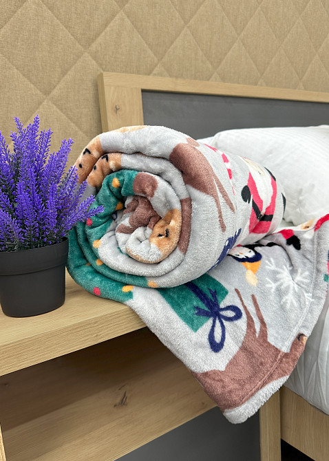 Плед-покривало Decorator WellSoft 200х220 см з різдвяним принтом Сірий (87-286) Київ - фото 8