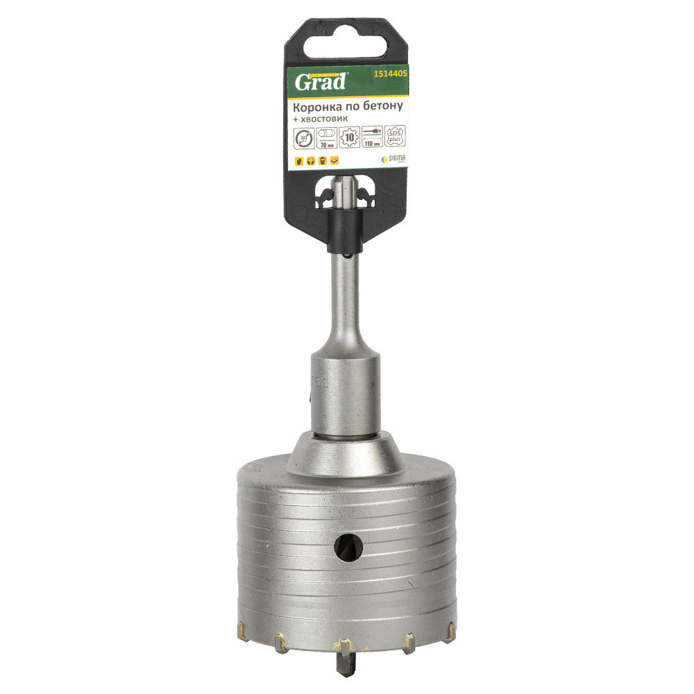 Grad Коронка по бетону Ø80×70мм 10 зубцов + хвостовик 110мм SDS-plus GRAD (1514405) Киев - изображение 3