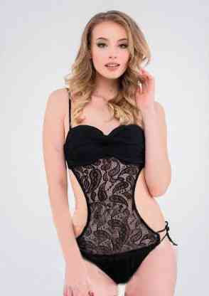 Цілісний жіночий купальник з гіпюром "Black Star"| Розпродаж моделі 38 Київ