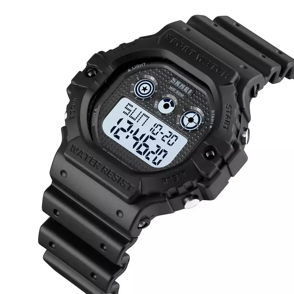 Спортивные мужские часы Skmei 1606 (Черные с белым) Винница - изображение 3