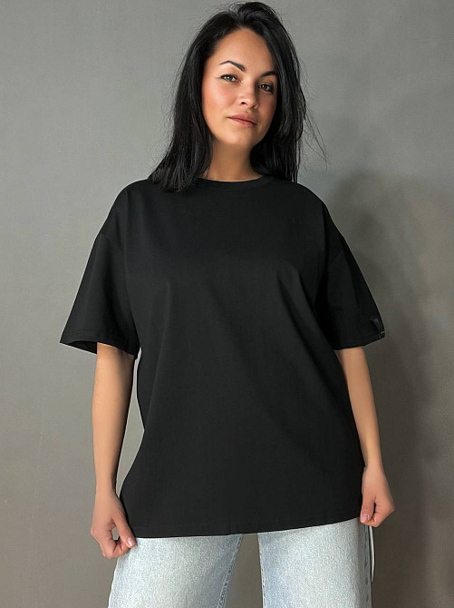 Футболка женская A-N 26075 оверсайз базовая с нашивкой, черный, one size Киев - изображение 10
