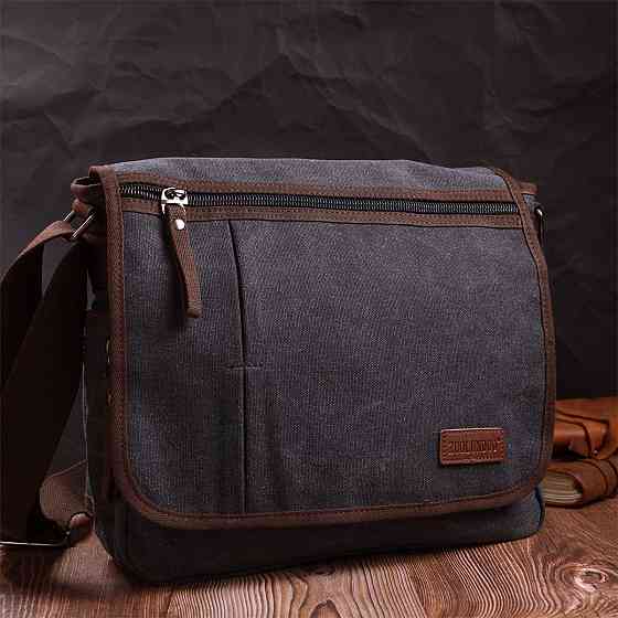 Сумка через плече для ноутбука 13" із щільного текстилю Чорний (Vintage) Київ