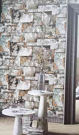 Шпалери вінілові на флізеліні AdaWall Roka 1.06х10 під плитку структурні коричневі сірі білі 23106-3 Київ