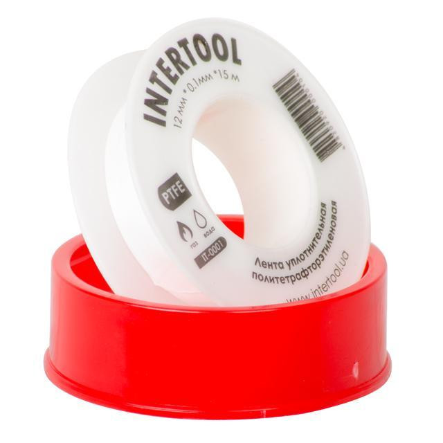 Стрічка тефлонова, фум (политетрафторетиленова), 15 м, 12×0,1 мм, 0,2 г/см³ INTERTOOL IT-0001 Київ - фото 4