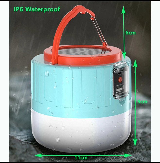 Фонарик аккумуляторный с пультом светодиодный с USB разъёмом повербанк солнечная батарея 11 на 9.5 см голубой Киев - изображение 10