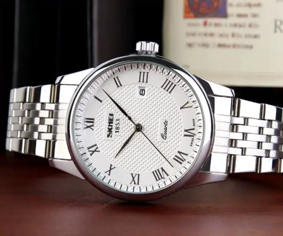 Мужские наручные часы Skmei 9058 Серебристый с белым Киев