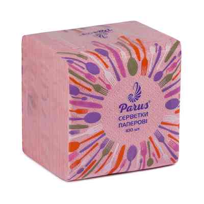 Салфетки столовые Parus 1 слой Розовые 100 шт. (4820044170271) Винница