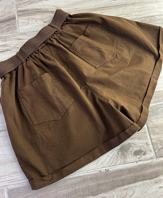 Шорты женские A-N 5701 мом на резинке с ремнем короткие коричневые, коричневый, L, L, 85 см, 112 см Киев - изображение 5