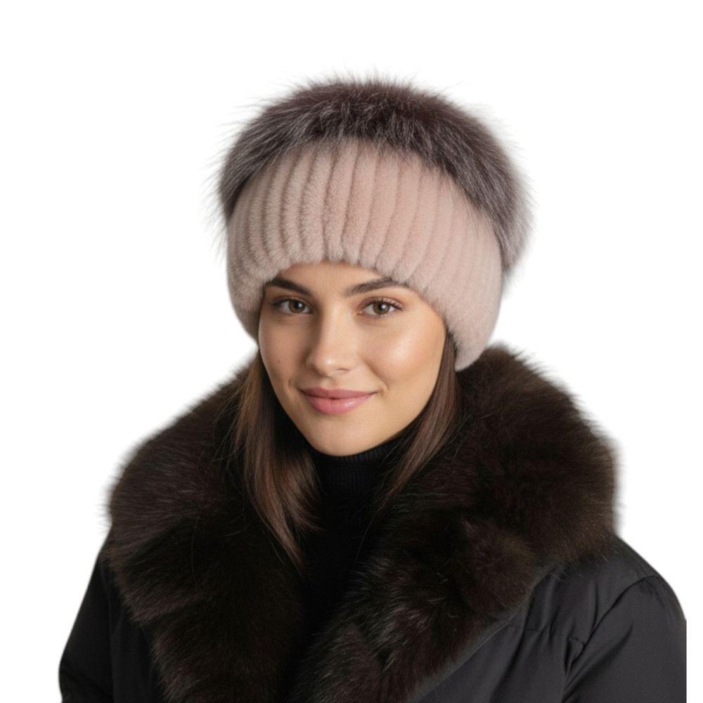 Шапка хутряна жіноча кубанка Rex Мерлін Пудровий Харків - фото 2