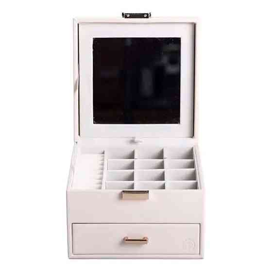 Скринька для прикрас з еко шкіри 2 яруси органайзер для ювелірних виробів HP-5-2W Київ