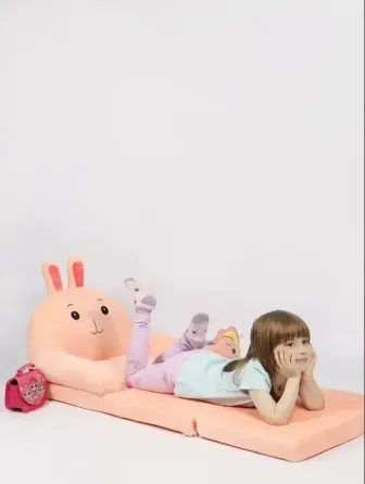 GRAND Мягкое детское кресло плюшевое, мягкое кресло-кровать для детей Зайчик Розовый Коломия