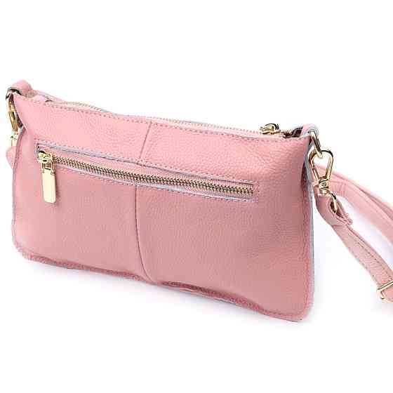 Красива жіноча сумка-клатч з двома ременями з натуральної шкіри Рожева (Vintage) Київ