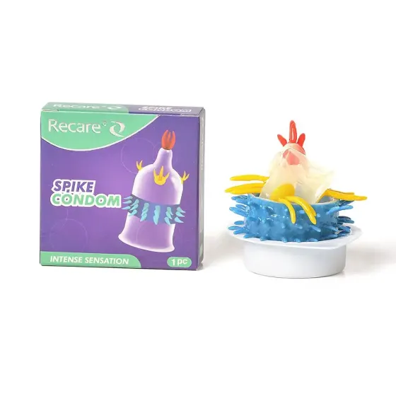 Насадка на член Recare Spike Condom Purple (презерватив с усиками и рядами шипов) Львов