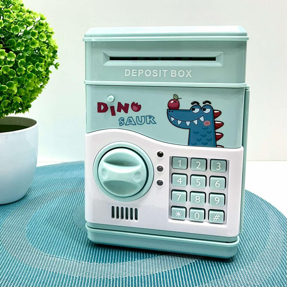 Сейф-скарбничка з кодовим замком та купюроприймачем для паперових грошей та монет Блакитний (MK 4776) Чернігів - фото 2